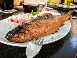 Smoked trout whole with horseradish