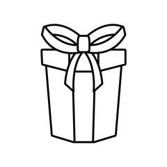 gift box ribbon parcel shopping linear vector illustration eps 10