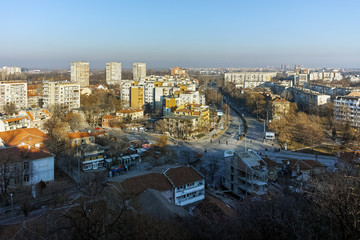 PLOVDIV, BULGARIA - JANUARY 2 2017: Panorama to City of Plovdiv from nebet tepe hill, Bulgaria