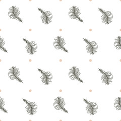 Seamless graphic feathers pattern.