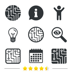 Circuit board signs. Technology scheme icons.