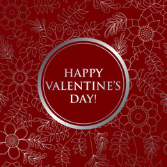 Happy valentine day card on floral pattern