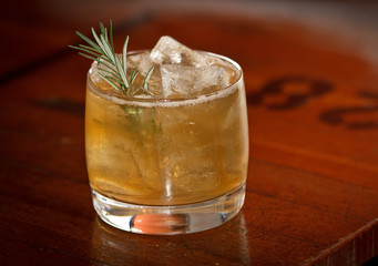 cocktail on bar table