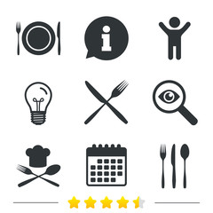 Plate dish with forks and knifes icon. Chief hat.