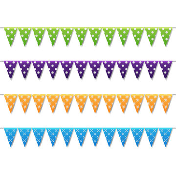 holiday decorations, picturesque flags, pennants. vector illustration