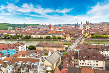Fototapeta na wymiar Panoramic aerial view of Wurzburg