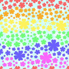 Fototapeta na wymiar Seamless pattern with flowers colored in colors of Rainbow flag