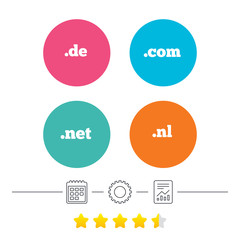 Top-level domains signs. De, Com, Net and Nl.