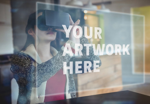 User Touching VR Screen Mockup