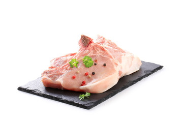 côte de porc sur une ardoise