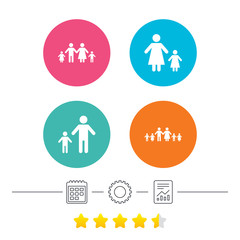 Family with two children sign. Parents and kids.