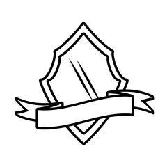 shield insignia with ribbon outline empty vector illustration eps 10