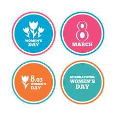 8 March Women's Day icons. Bouquet of flowers.