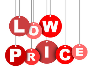 Red easy vector illustration isolated circle tag banner low price. This element is well adapted for web design.