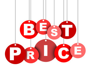 Red easy vector illustration isolated circle tag banner best price. This element is well adapted for web design.