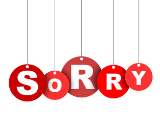 Red easy vector illustration isolated circle tag banner sorry. This element is well adapted for web design.