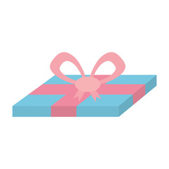 blue gift box pink ribbon surprise vector illustration eps 10