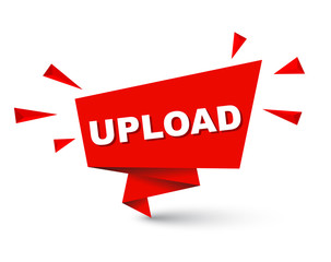 Red easy vector illustration isolated paper bubble banner upload. This element is well adapted for web design.