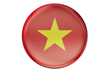 Badge with flag of Vietnam, 3D rendering