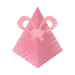 drawing pink gift box pyramid bow vector illustration eps 10