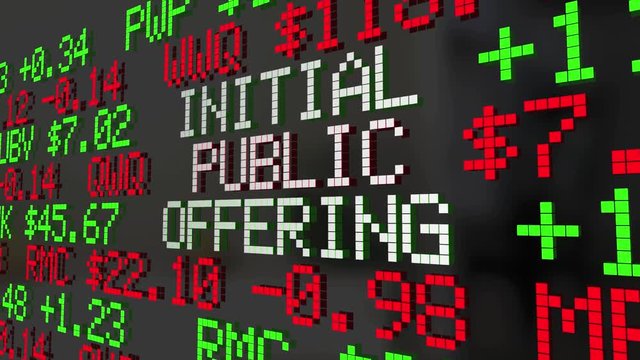 Initial Public Offering IPO Stock Market Ticker 3d Animation