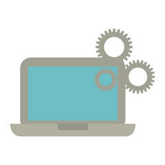 laptop technology gears colaboration work vector illustration eps 10