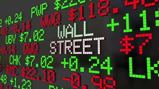 Wall Street Stock Market Ticker Exchange Words 3d Animation