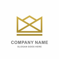 Fototapeta premium Geometric Gold Crown Square Triangle Jewelry Fashion Beauty Business Company Stock Vector Logo Design Template