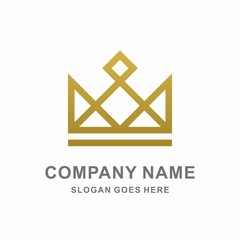 Geometric Gold Crown Square Triangle Jewelry Fashion Beauty Business Company Stock Vector Logo Design Template