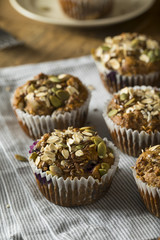 Healthy Organic Seed and Blueberry Muffins