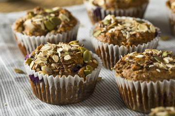 Healthy Organic Seed and Blueberry Muffins