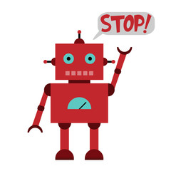 Vector illustration of a toy Robot and text STOP!