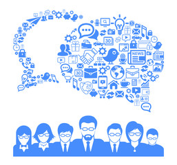 Business communication concept with media social icons vector illustration