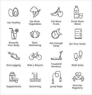 Healthy Lifestyle Icons - Outline Series
