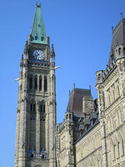 Fototapeta na wymiar The Peace Tower at the Canadian Parliament Buildings in Ottawa Ontario