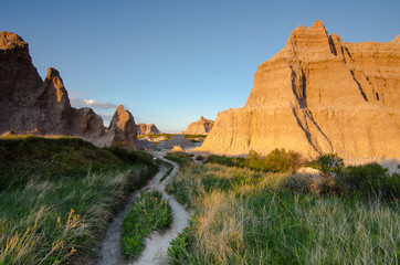 Grassy meadow in Badlands National park