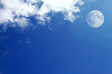 Naklejka na ściany i meble Clear Blue sky with clouds and beautiful moon
