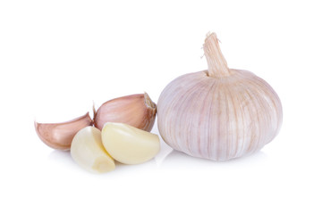 fresh garlic bulb on a white background