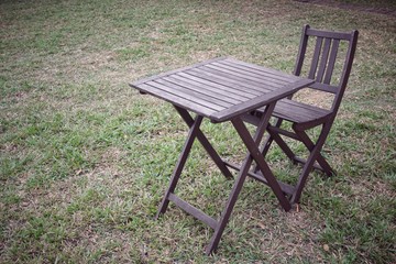 Table with chairs in the garden