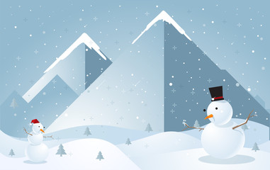 Snowman in winter season background. vector illustration.