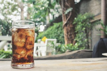 Cola with ice cubes