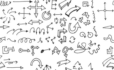 Naklejka premium hand-drawn doodle seamless pattern with arrows