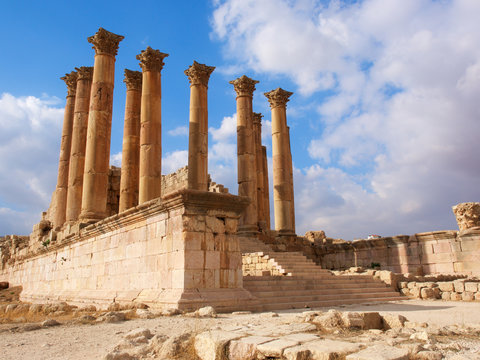 Jerash rome temple ruins squire wide angle view,Jordan