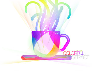 Colorful cup of coffee scene vector concepts on a white background