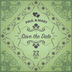 save the date invitation vintage card