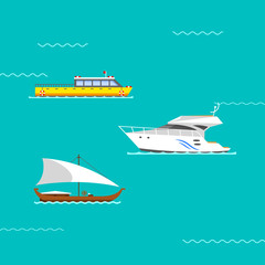 Ship and boats vector.