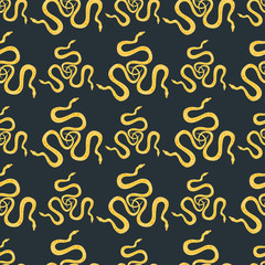 Snake reptile cartoon vector seamless pattern.