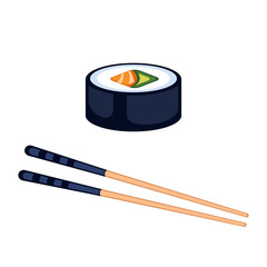 Sushi food and chopsticks vector illustration.