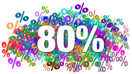 80 Percent White Text on Colorful Percentage Background