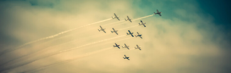 Fototapeta na wymiar Airplanes Squadron Flying High